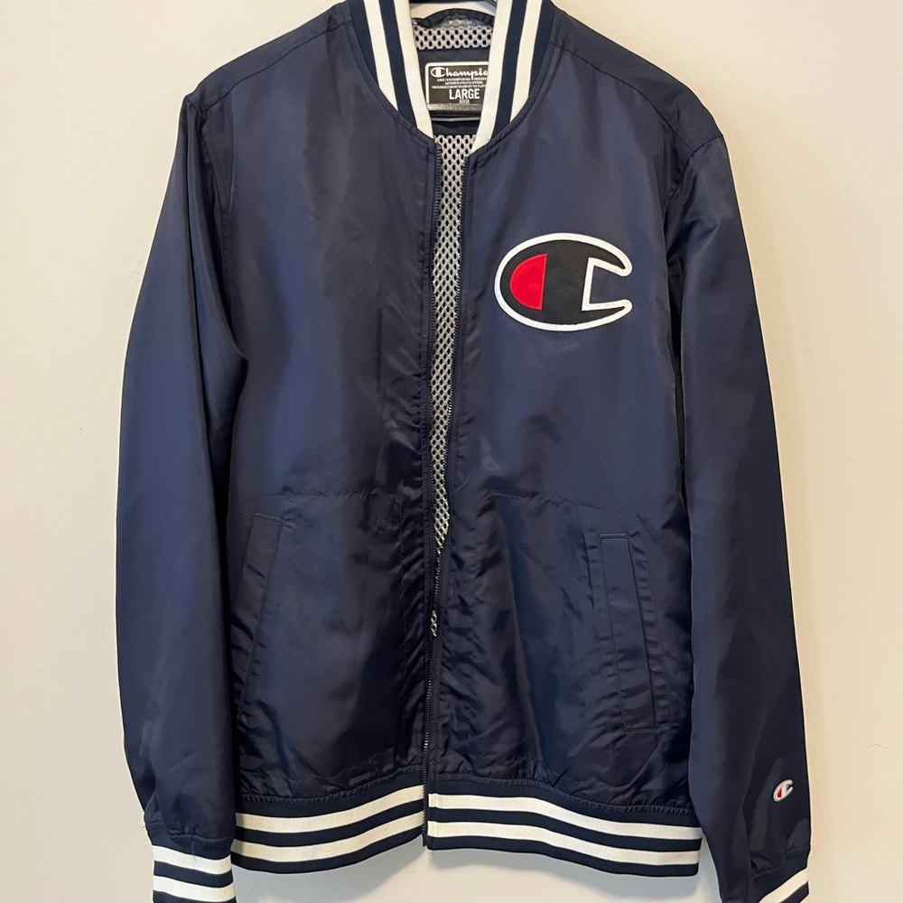 Champion Blue Varsity Jacket with Signature Logo
